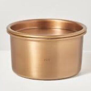HEARTH & HAND NWT lidded metal icy 4-wick jar candle -brass 20oz